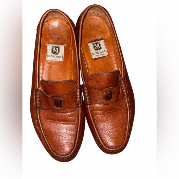 Bruno Magli Men's Rich Brown Leather Slip-Ons